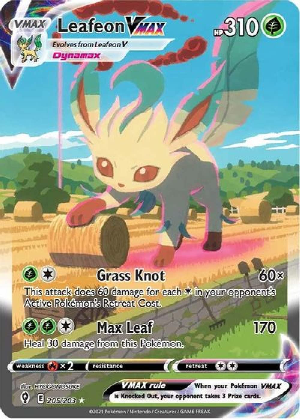 Leafeon VMAX 205/203 -Secret Rare - Alternate Art - Evolving Skies