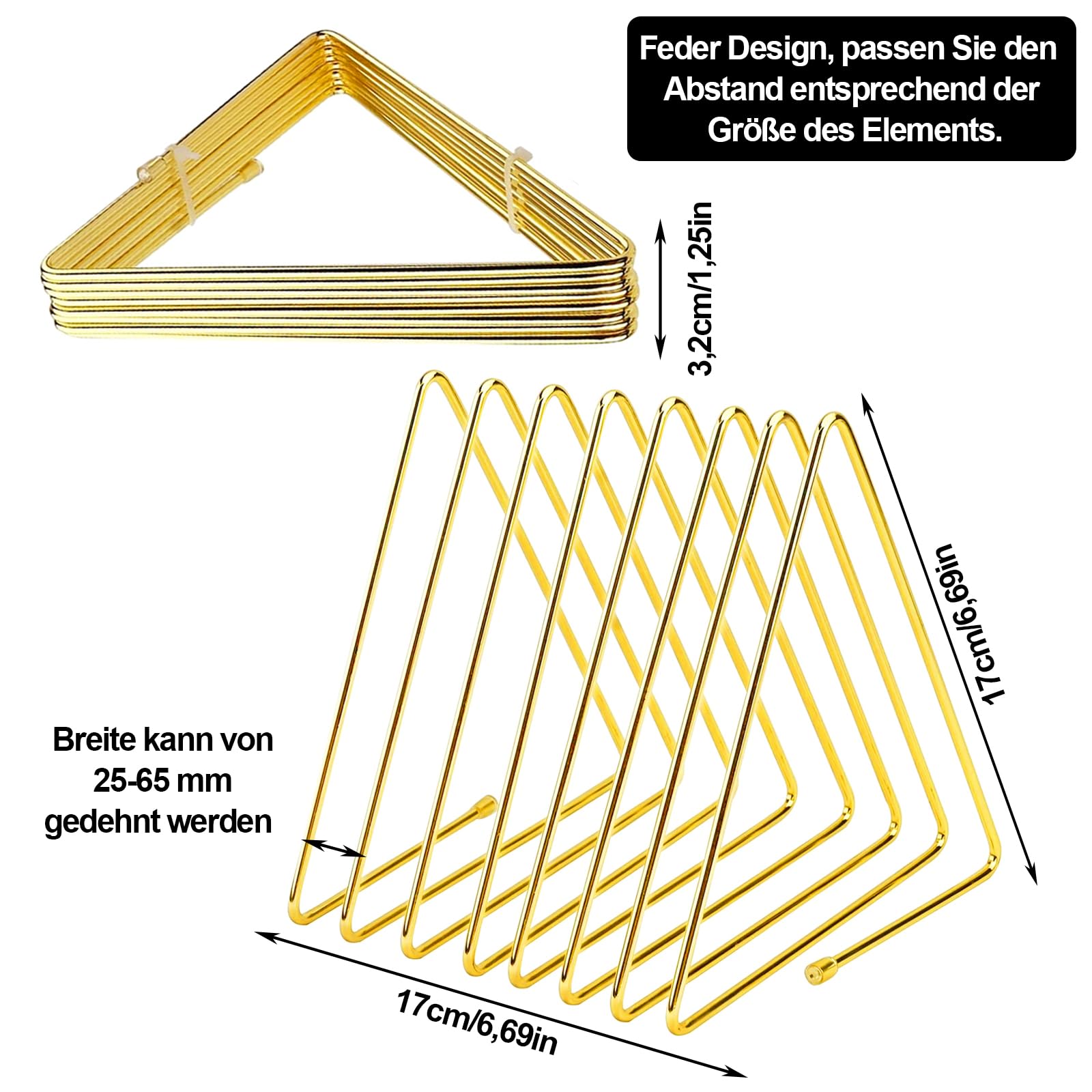 Metall Dreieck Bücherregal, Dreieckig Zeitungshalter, Halter Dreieck Desktop Metall, 7 Steckplätze Zeitungsständer, Dokumente Ordner Ständer, für Zierpflanzen, Bücherregal, Zeitschriftenständer, Gold