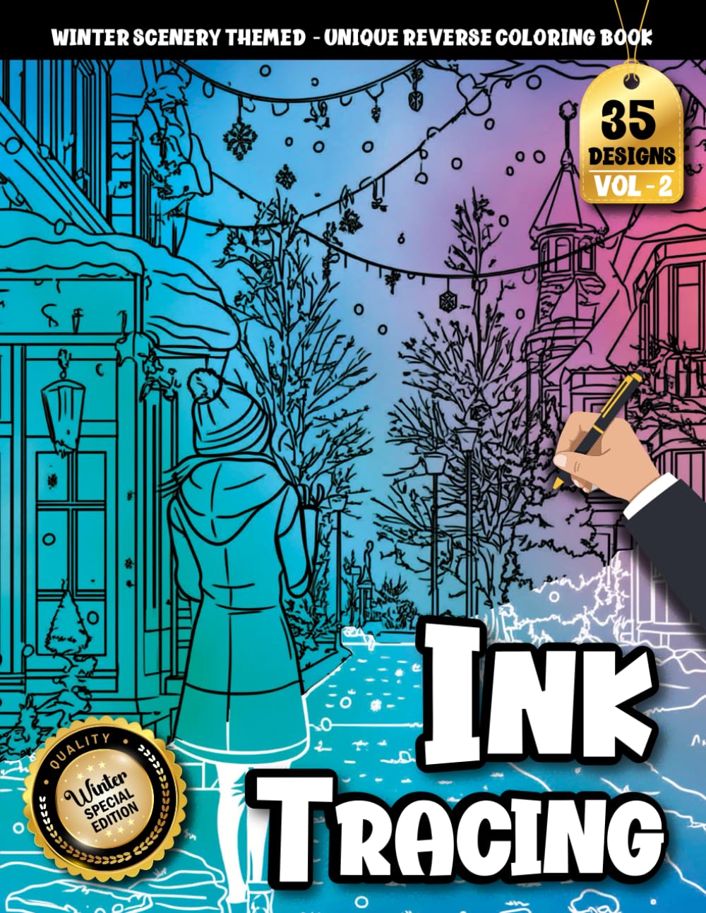 Ink Tracing Book For Adults: Aesthetic Winter Scenes to Trace and Color – A Mindful Art Therapy Experience for Stress Relief and Creative Flow (Winter Scenery Series)