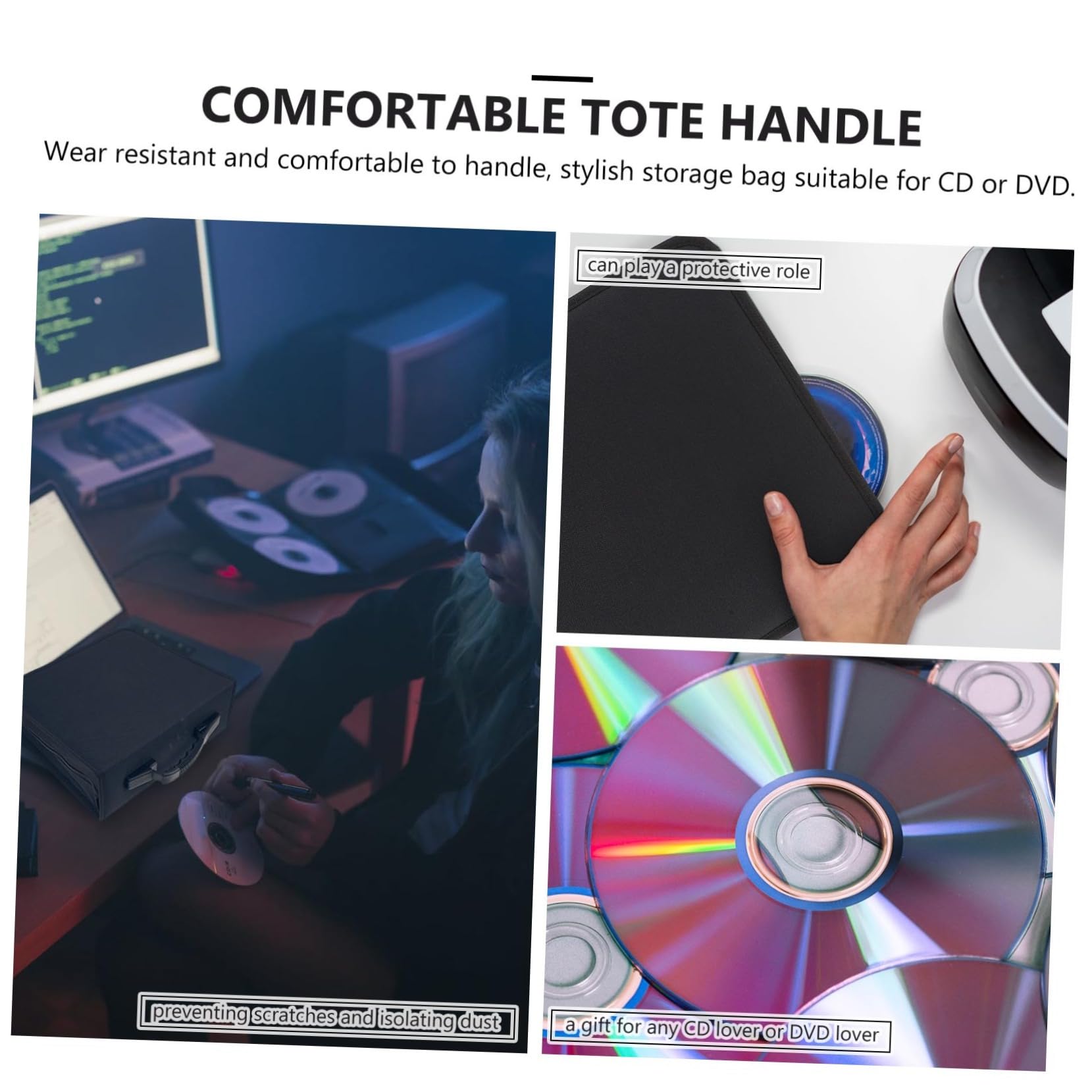 Ciieeo Custodia Porta Dvd Cd Organizer in Oxford Nero, Capacità 240 Pezzi, Borsa Cerniera Resistente All'usura, Custodia Per Trasporto e Conservazione Domestica Di Dvd e Cd