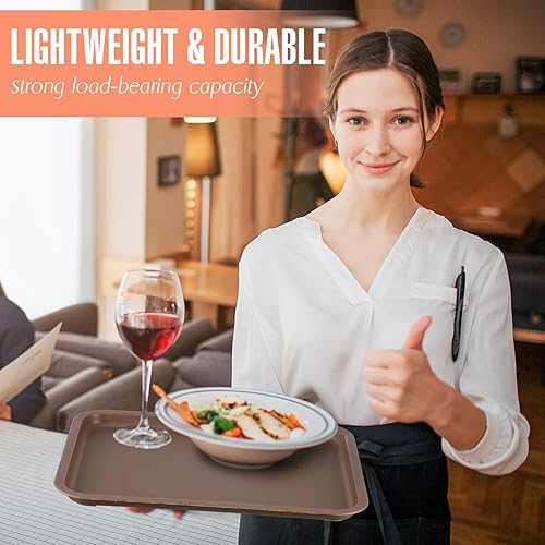 Miniatura 5 de Sintuff 20 bandejas de plástico de comida rápida a granel, bandejas coloridas para cafetería, bandejas para servir restaurante, bandeja para