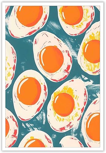 Póster retro de huevos fritos con alimentos y huevos, arte de pared, cocina, impresiones estéticas, pintura para el hogar, cocina, restaurante,