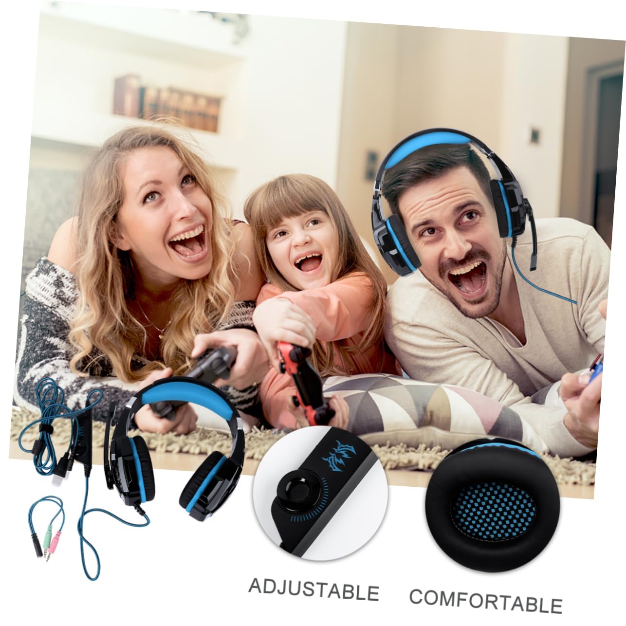 Gadpiparty 1pezzi Cuffie Gaming Over-ear Luminescent Con Microfono e Cavo Di Adattamento Comfort Estremo Per Lunghe Sessioni Di Gioco Isolamento Acustico Eccellente Materiali Amici Della