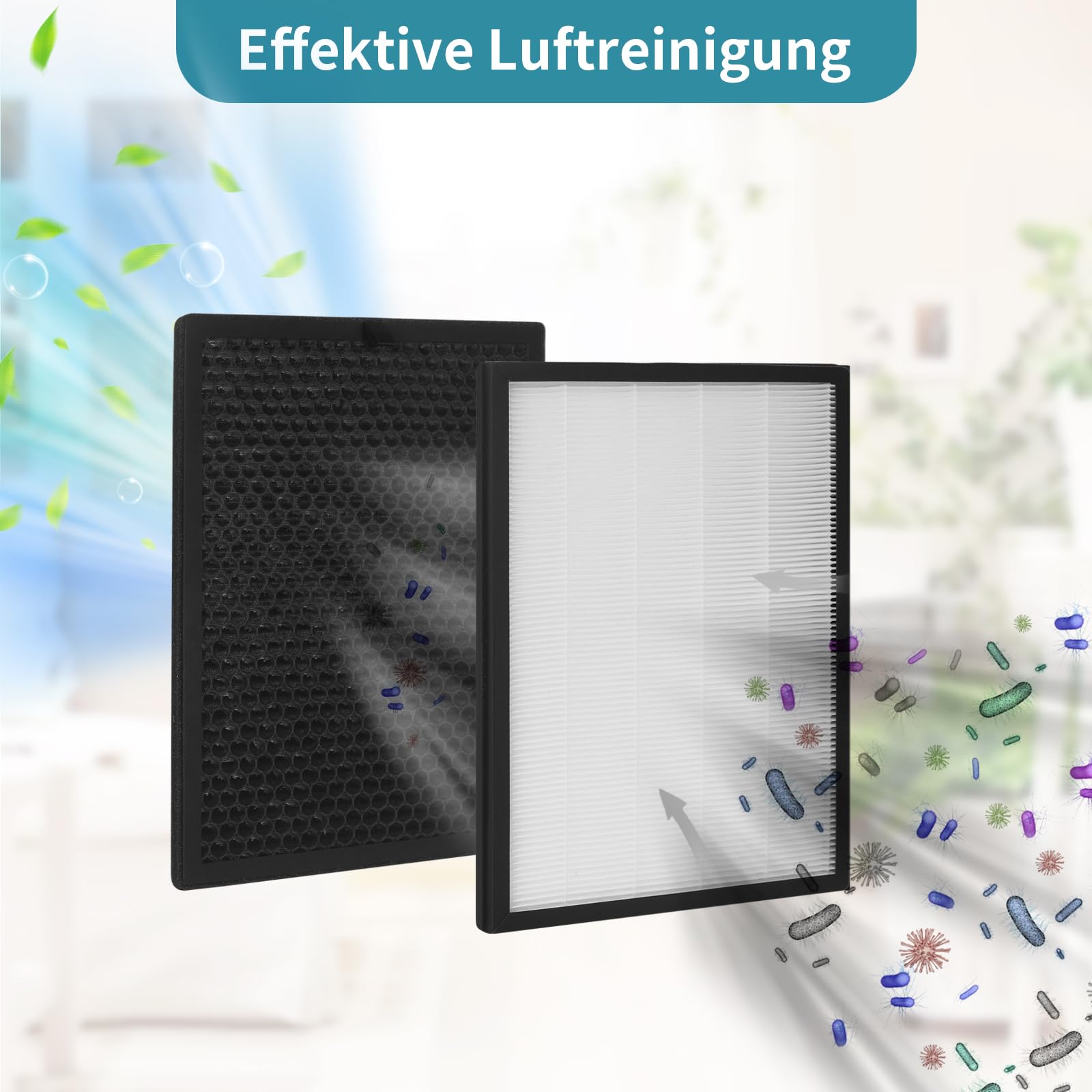 Awinker Set di filtri per purificatore d'aria per Philips AC1215, AC1217, AC1214/10, AC2729/10, filtro di ricambio compatibile con Philips FY1410/30, FY1413/30, Series 1000,1 filtro HEPA e 1 filtro ai
