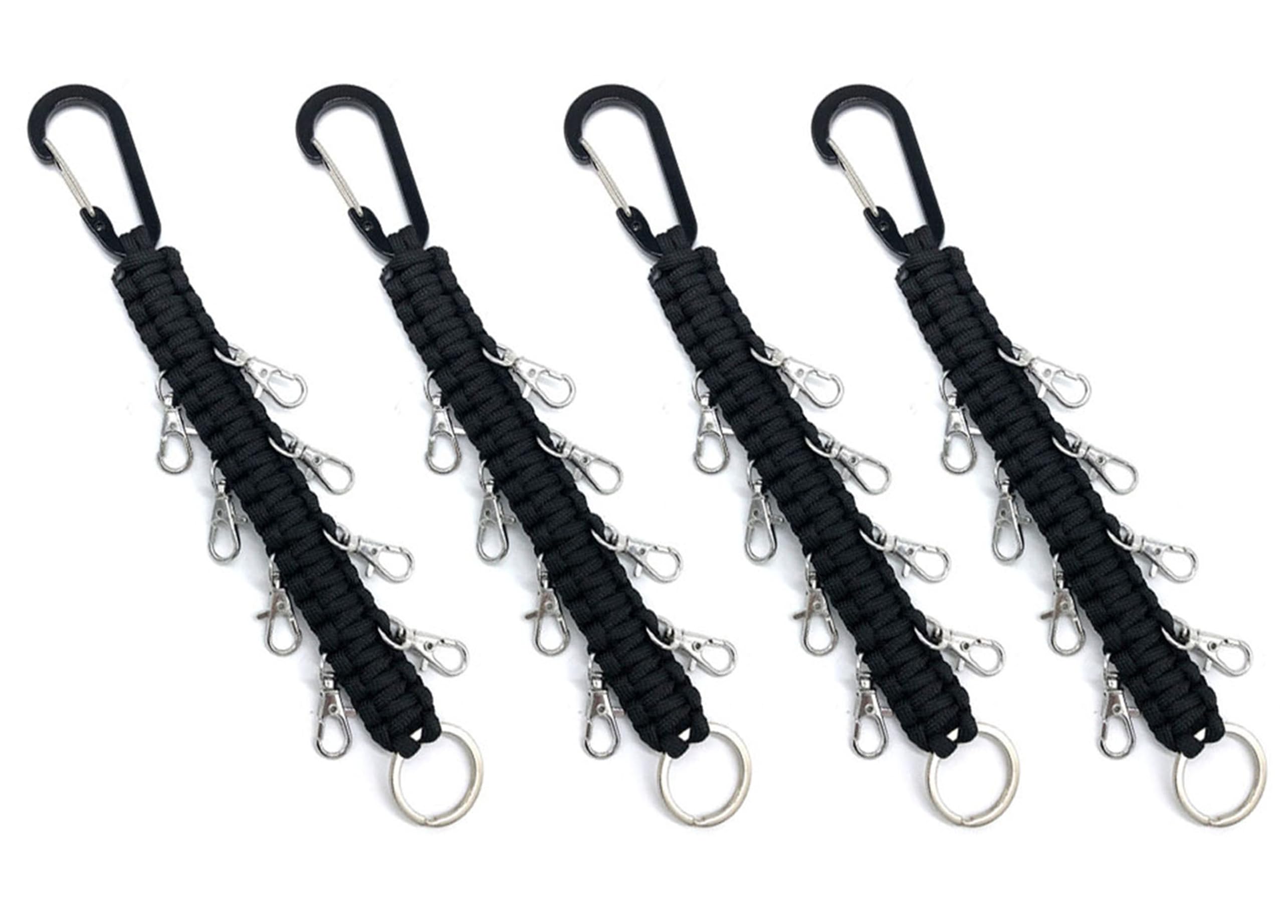 Forieru 4Pcs Cheer Bow Holders - Handmade Mountaineering Buckle For Teen Girls Cheerleading, Sports Backpack Accessories Organizer With 8 Hooks (Black)