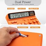 VEWINGL Desktop Calculator with Extra Large LCD Display, 12-Digit Dual Power Solar & Battery Calculator, Big Button Office Calculator for Accounting, Home, School & Business Use (Luxury Orange)