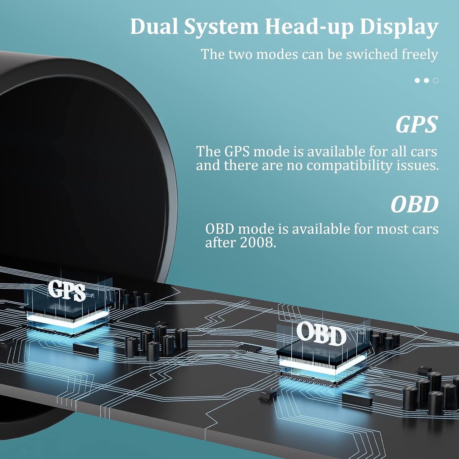 Illustration of various car types on a road, indicating universal compatibility