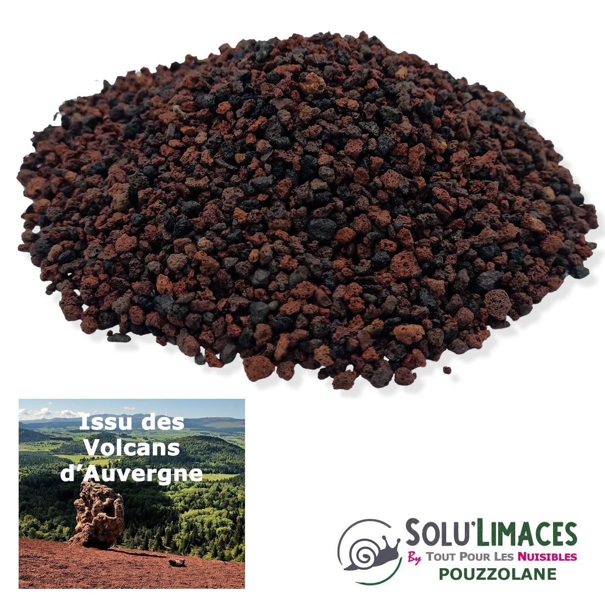 POUZZOLANE 5 kg - Barrière Anti Limaces, Escargots et autres gasteropodes - 100 % NATUREL ET ÉCOLOGIQUE- Produit Francais