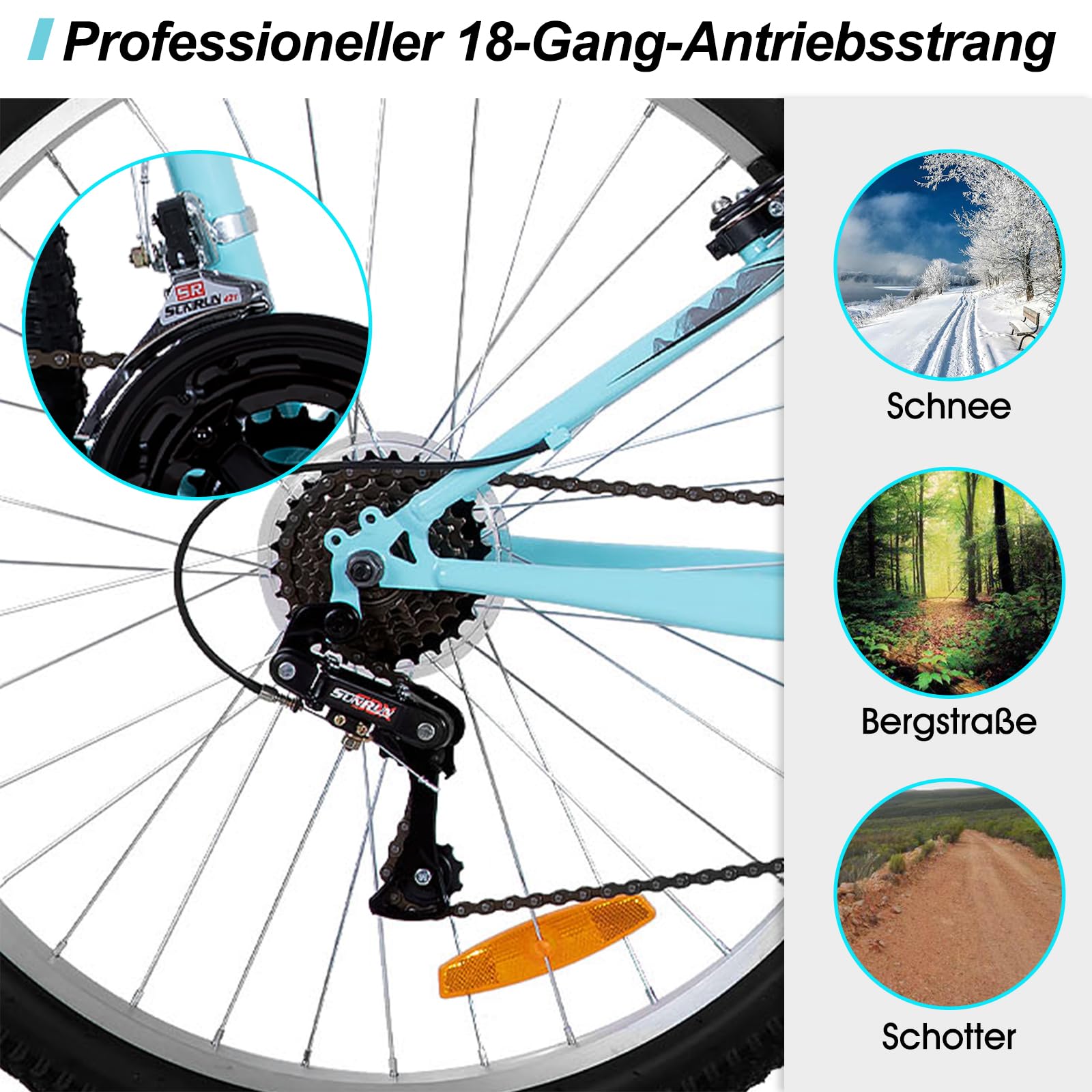 Hiland 26 Zoll Mountainbike für Frauen, 18-Gang Schaltung, Damen Mountainbike mit V-Bremsen, Robustes MTB für Frauen, Mehrere Farben