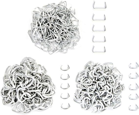 Hog Ring Pliers Kit with 270 Pcs 3/4 1/2 3/8 Galvanized Steel Hog Rings,Hog Ring Pliers Kit for Auto Upholstery and Fencing,Bagging,DIYCraft,Furniture