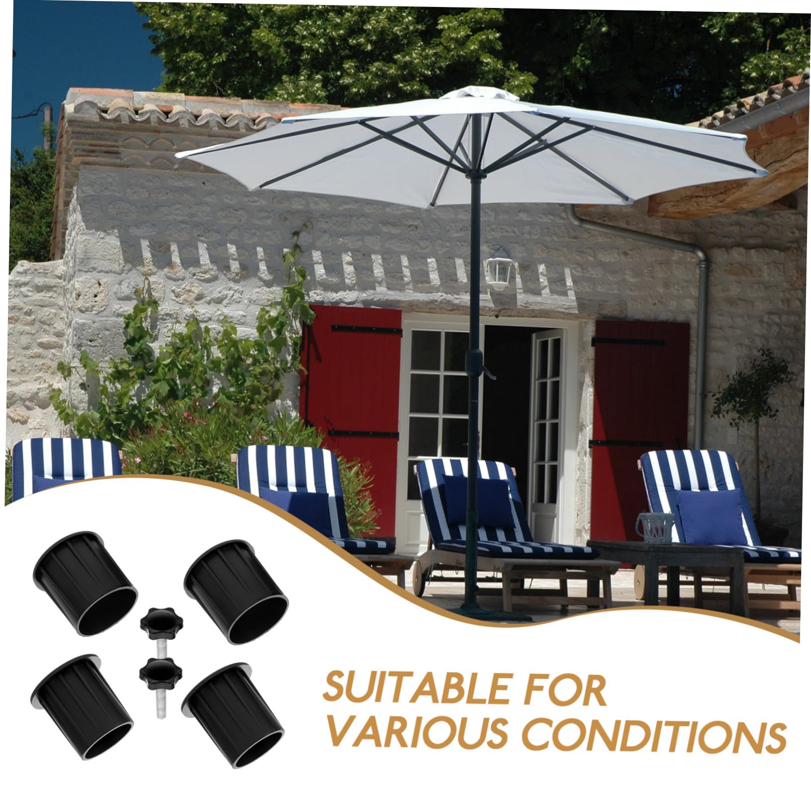 TOYANDONA 3 Juegos Accesorios para Base De Paraguas Patio Enchufar Reemplazo Ancla De Sombrilla De Playa Pararse Ancla del Paraguas Exterior Agujero El Plastico Negro
