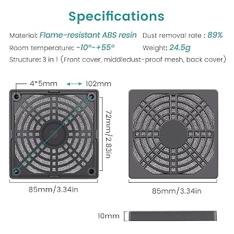 Wathai 80MM PC Fan Dust Filter Cover Computer Mess 4 Pack