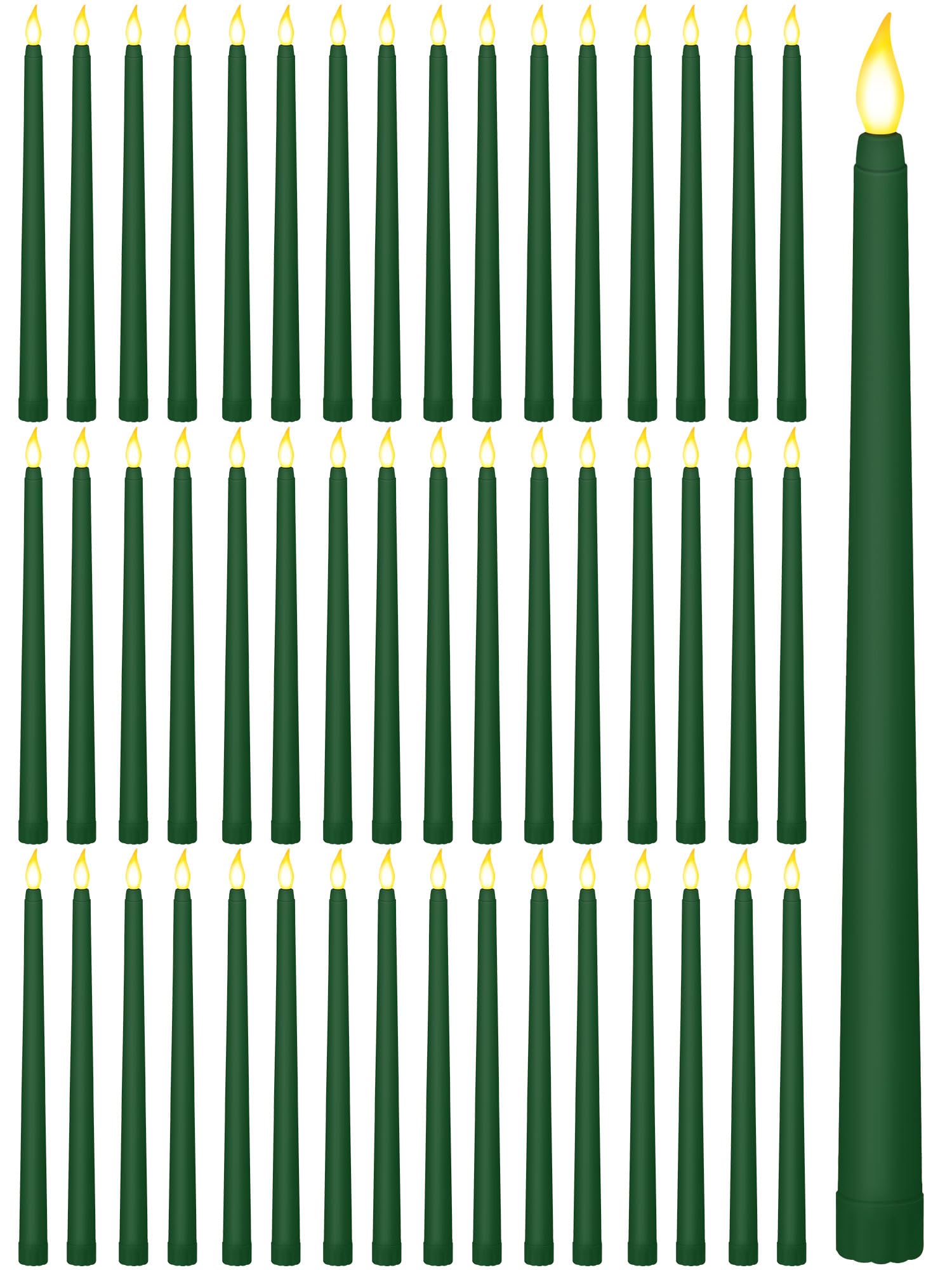 Funtery 48 Pcs Flameless LED Taper Candles,Green,11",Classic Style