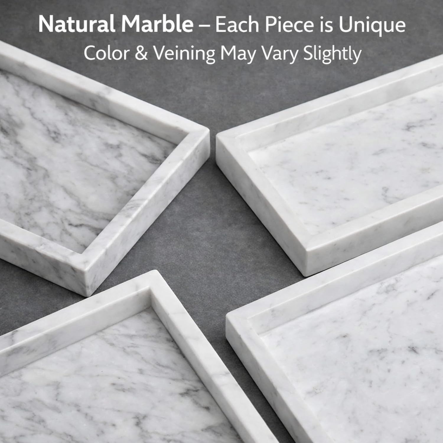Natural White Marble Tray for Bathroom | Kitchen | Vanity | Desktop, Stone Organizer for Coffee Table, Dresser, Nightstand, Candles, Soap, Towel, Plant, Jewelry (10" x 6"), Rectangular - Image 7