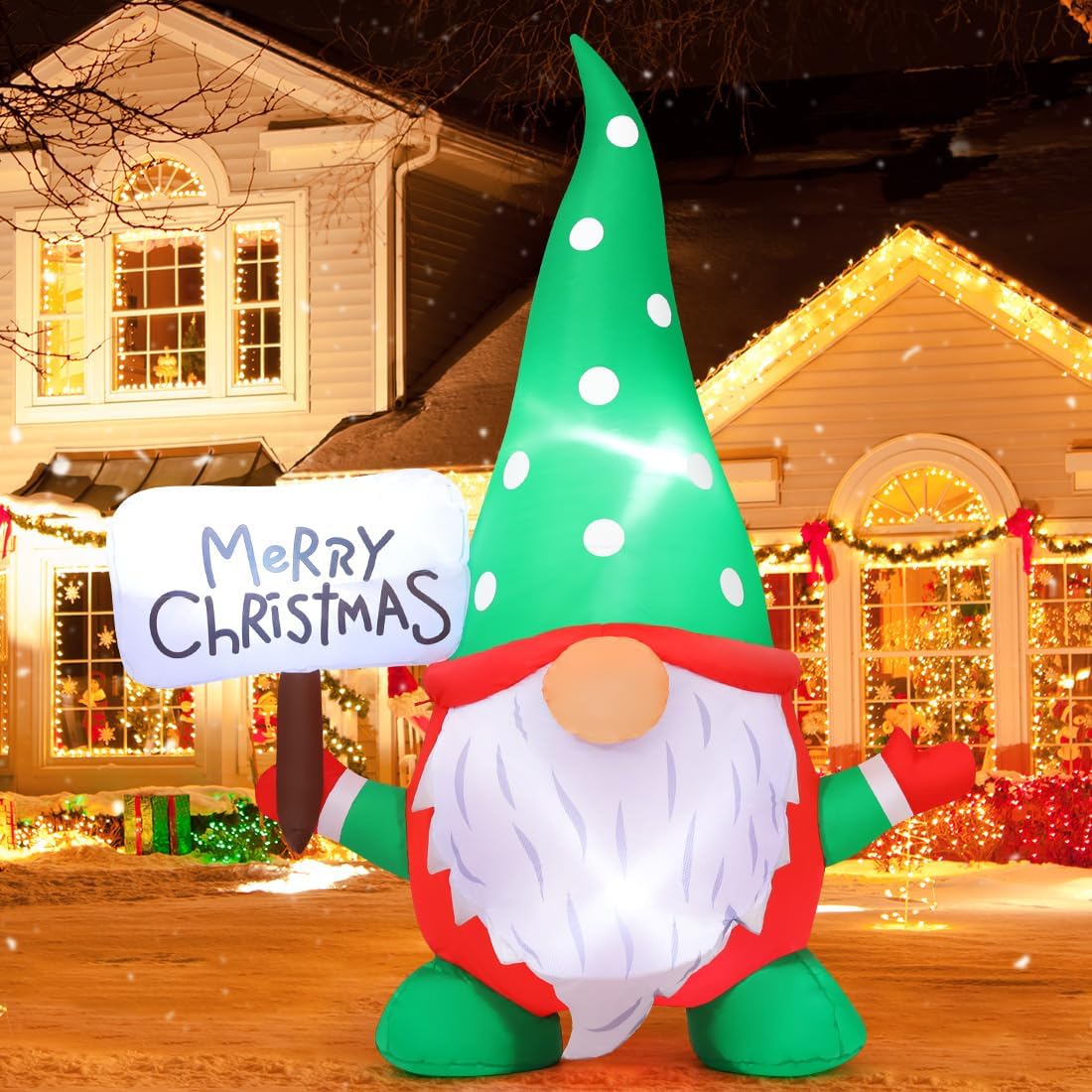 GOOSH 6ft LED Christmas Gnome Inflatable