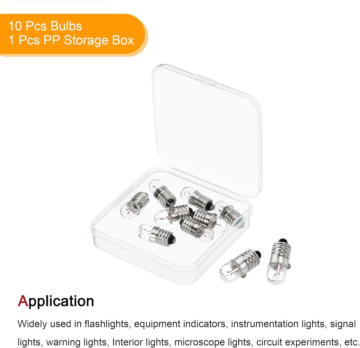 MECCANIXITY E10 Screw Base Miniature Bulbs 12V/5W Warm Yellow Light Mini Lamps with Box, 1 Set/10 Pack