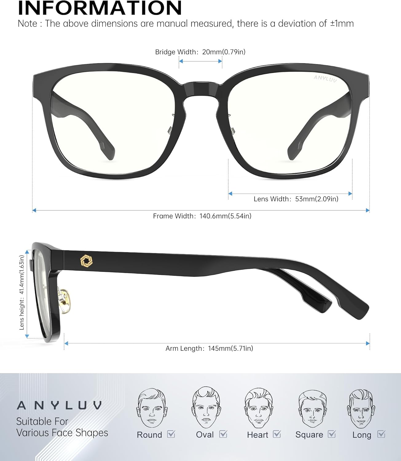 ANYLUV Blue Light Glasses Men Women Computer Gaming Glasses Anti Eyestrain Lightweight Blue Light Blocking Glasses - Image 4