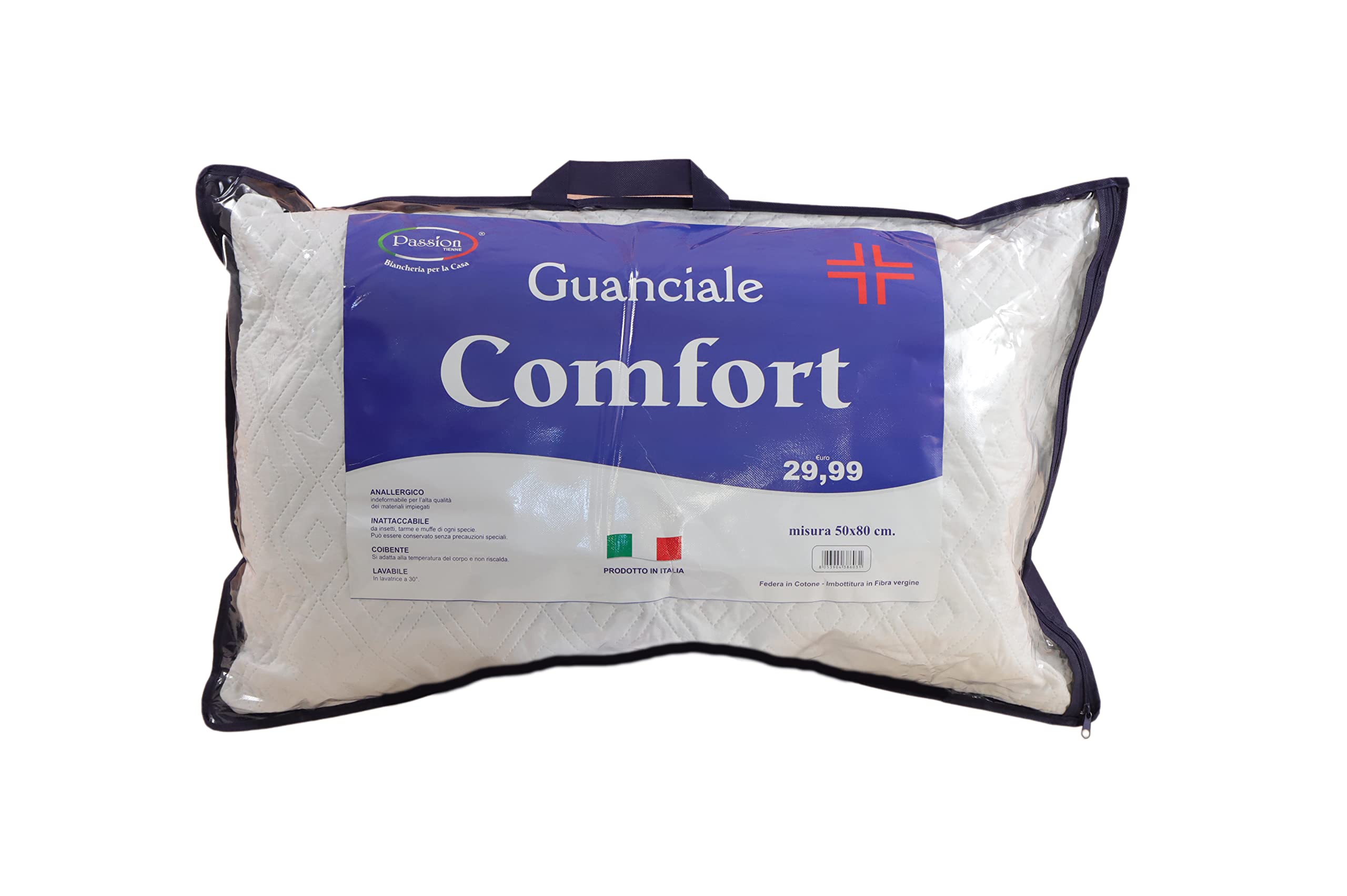 Viterbo Biancheria Set 2 o 4 Guanciali Cuscino Guanciale Comfort Fiocco Passion Con Federa Trapuntata Anallergico Traspirante 50x80CM 638 (4 Guanciali, Bianco)