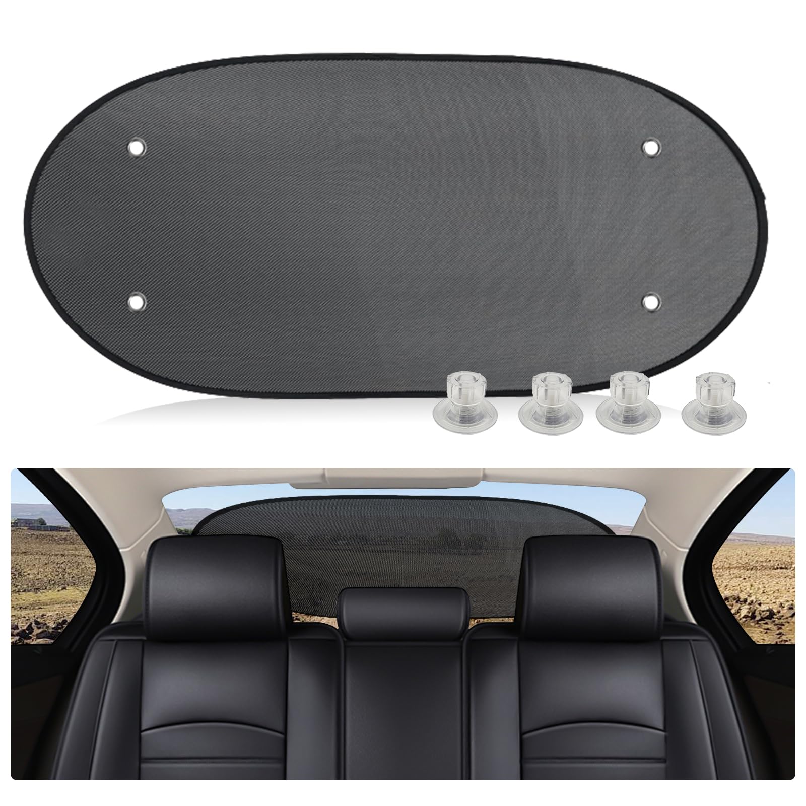 ZATOOTO Parasol Coche Trasera, Protector Solar Coche Bebé, Parasol Trasero con Potente Ventosa, Visera de Malla para Ventana Trasera, Protección UV, Plegable, 100x50 cm