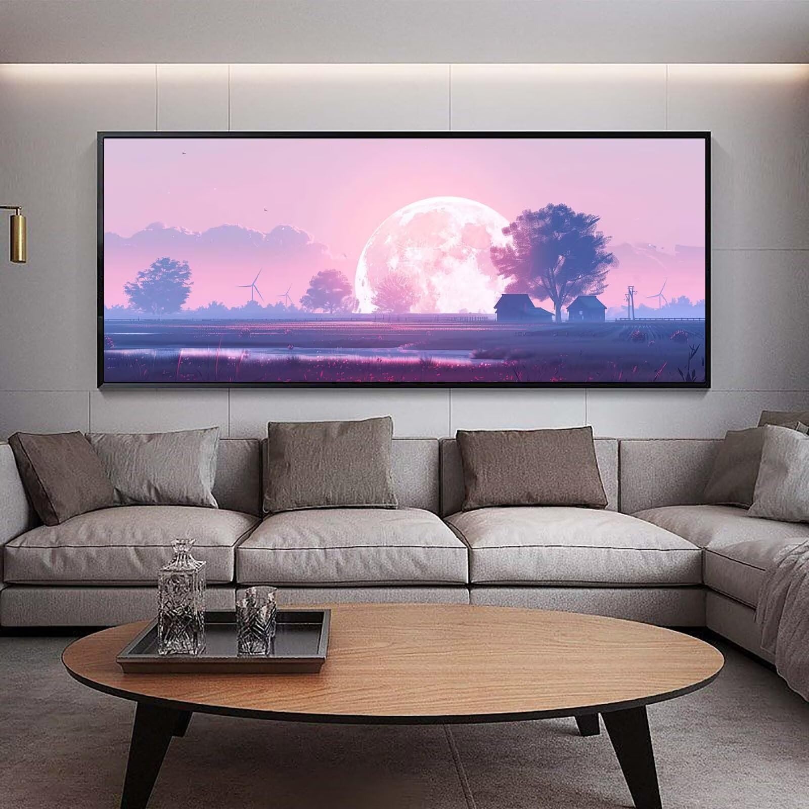 Diamond Painting Groß xxl 150 x 60 cm Mond Diamant Painting Bilder Erwachsene Malen nach Zahlen Landschaft DIY Voll Round diamond painting zubehör Set für Wohnzimmer und Schlafzimmer Wanddeko F2