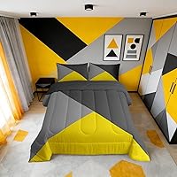 Vista 11 de Erosebridal - Juego de edredón con rayas rojas y negras tamaño Queen, juego de ropa de cama con diseño geométrico y estampado de patchwork en blanco