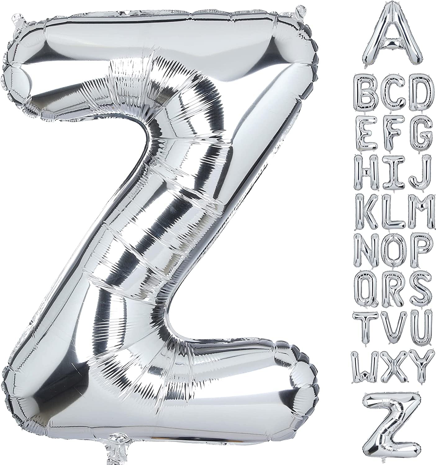 GoldedgeGiant Letter A Foil Helium Balloons Big Single Mylar Balloon Birthday Party Decoration Supply Baby Shower, Silver 32 Inch, S229-ZS