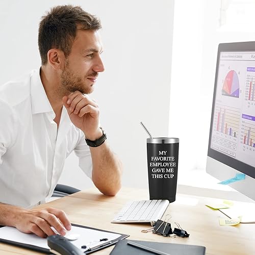 Miniatura 2 de 2 vasos de viaje divertidos de Navidad para jefe, de acero inoxidable, color negro, para jefe director, tazas de viaje de 20 onzas con tapa para