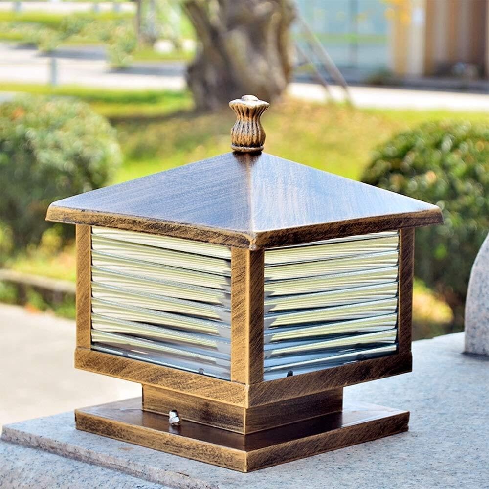 Potelet Eclairage Exterieur Lampes De Poteau En Fer Lampe Colonne Cour Extérieure Pilier Vintage Verre Pelouse Villa Jardin E27 Borne Eclairage Balcon(H23CM)