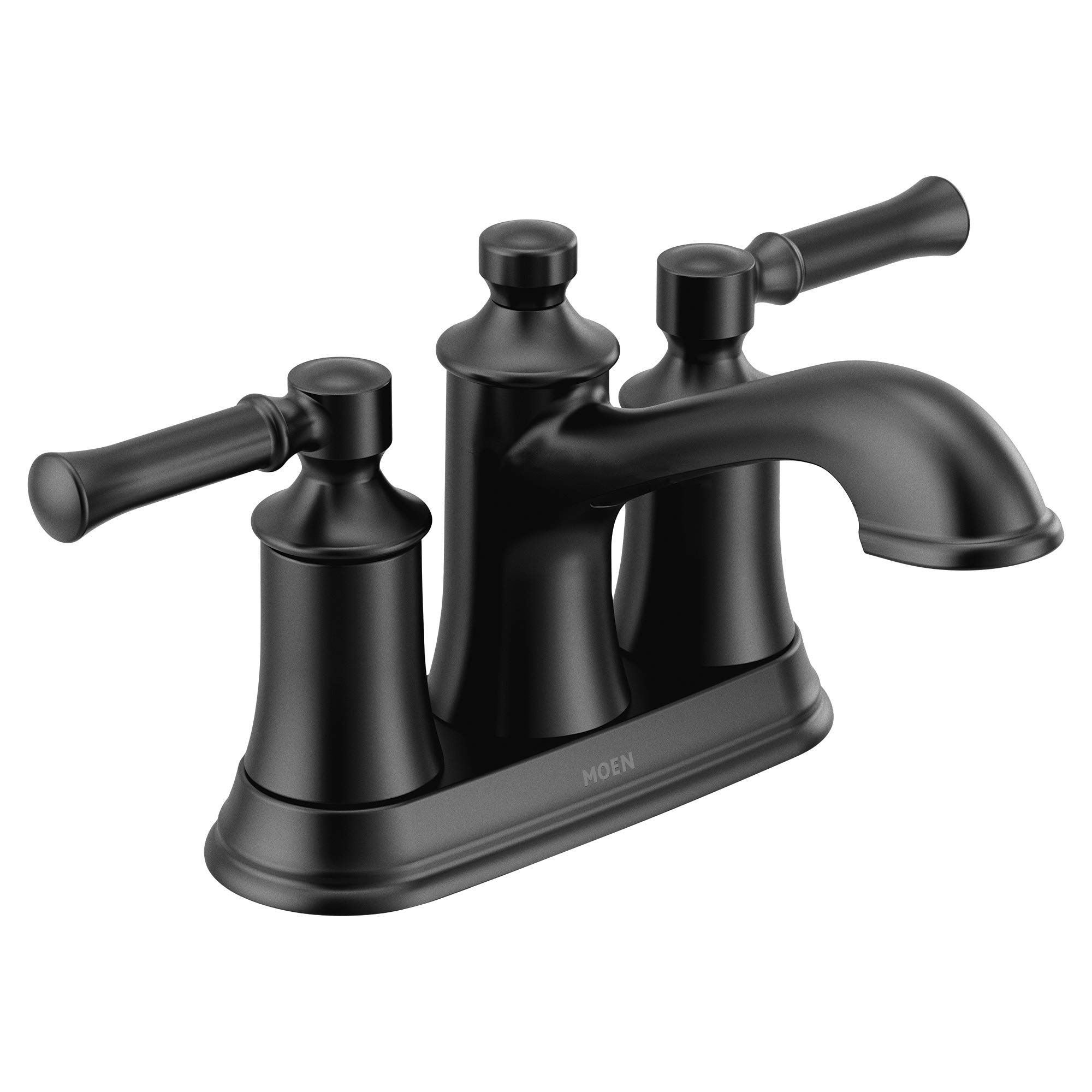 Dartmoor Matte Black Traditional Two Handle Centerset Bathroom Sink Faucet, 6802BL