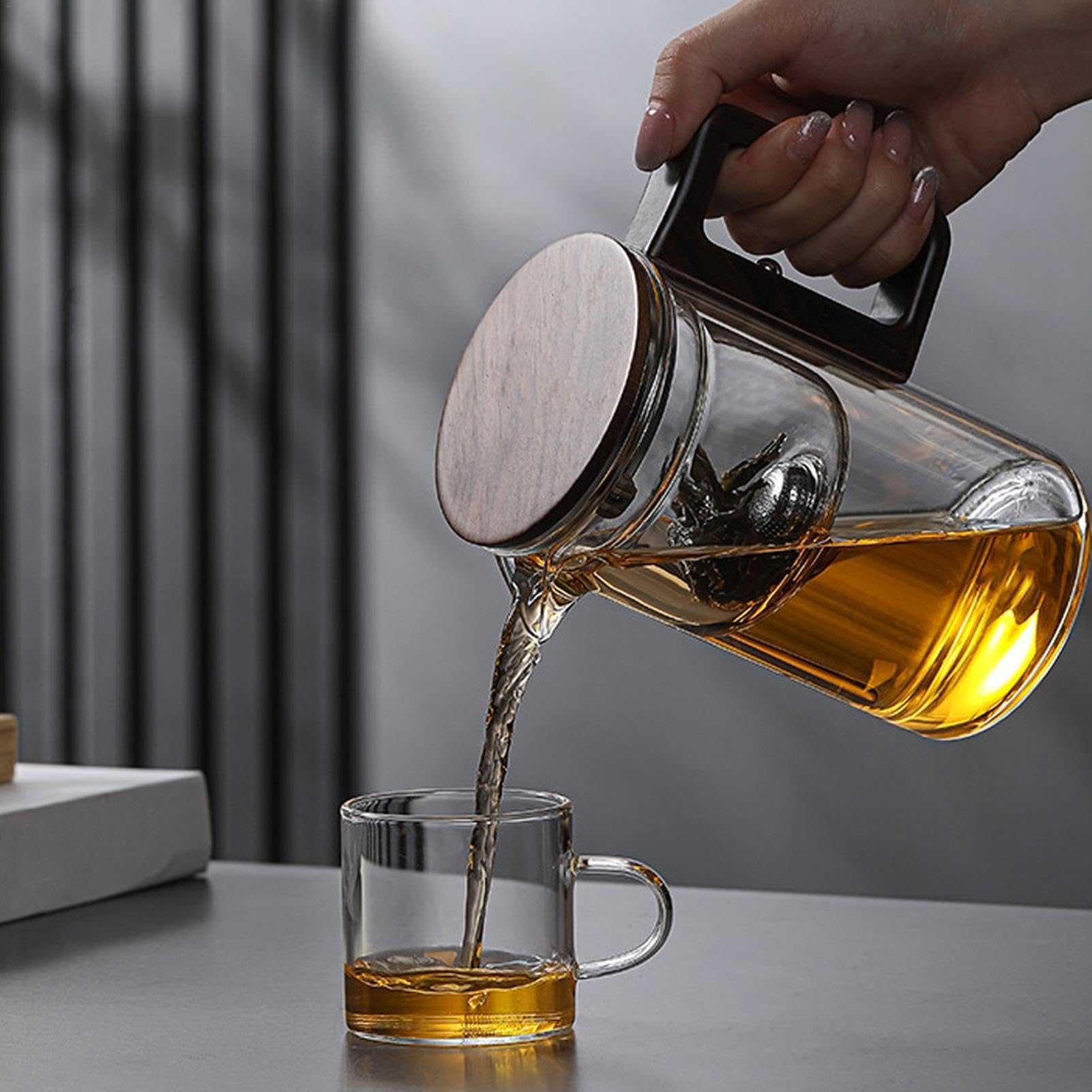 Teiera in – Teiera multiuso trasparente | 520 ml filtro in | trasparente teiera in borosilicato con colino, bollitore trasparente resistente al calore per tè verde, tè nero