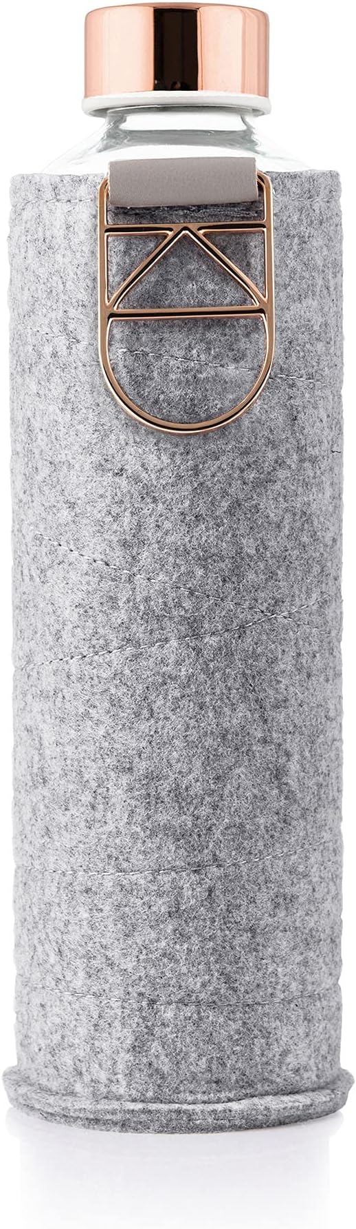 EQUAGlass Bottle with Felt Purse Mismatch Rose Gold Sports Bottle 750 ml Drinks Bottle Made of Glass With Case 0.75 Litres with Cover – Designer Bottle for Travel