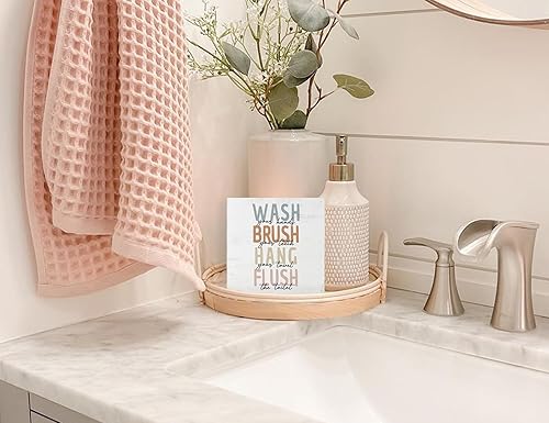 Miniatura 2 de Mtrgdn Letrero de madera para decoración de baño para niños, cepillo de lavado, caja de madera para colgar al ras de madera, placa decorativa para