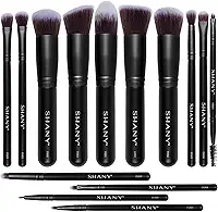 SHANY Pincéis de maquiagem – Black Bombshell – Conjunto de pincéis de 14 peças – Base em pó corretivo sombras pincéis de maquiagem – Conjunto completo de pincéis de maquiagem Kabuki em preto - 14