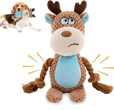 Squeaky Plush Dog Toy with Cotton Rope for Small and Medium Dogs