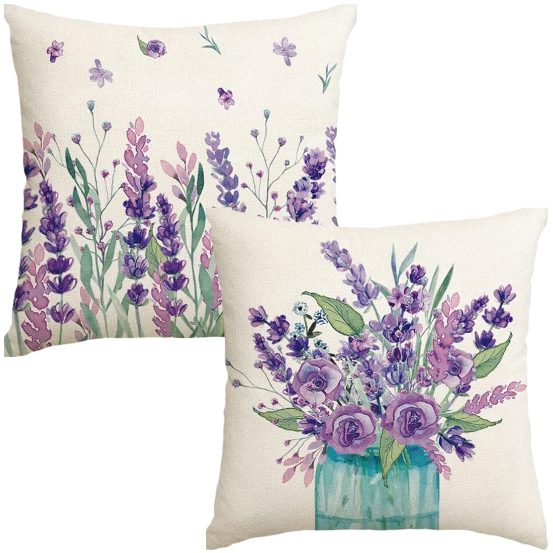 AVRUYPI 2 PCS Cojines Sofa no Con Relleno Incluido, Almohada de lavanda, funda de almohada de flores, soft fundas granulado fundas, funda de almohada al aire libre, para sala de estar, dormitorio