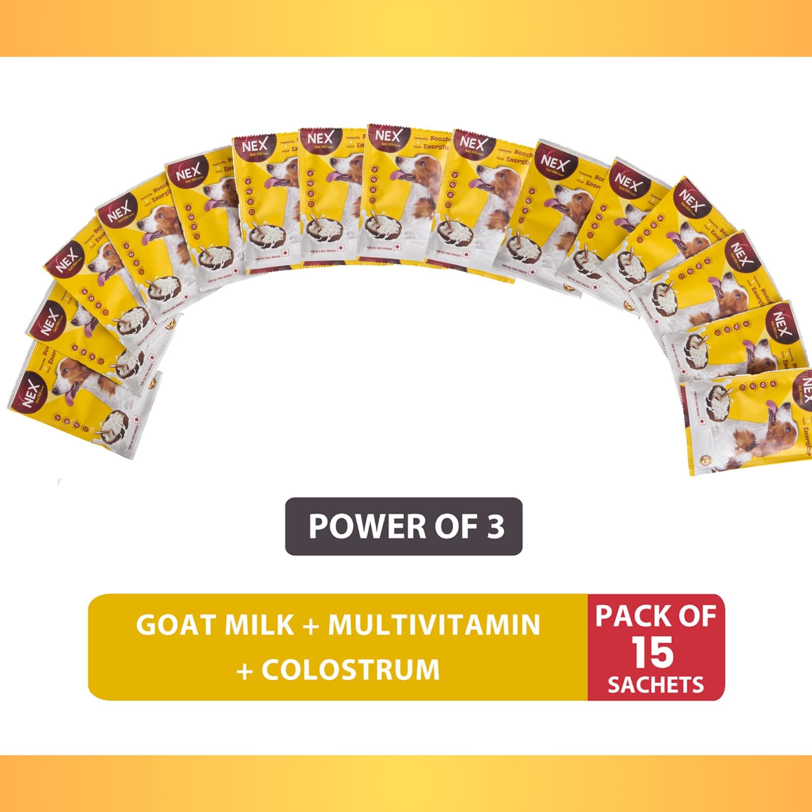Medfly Healthcare Goat Milk + Multivitamin + Colostrum (Immunity Booster) for Dogs | Essentials Vitamins & Minerals for Immunity Booster, Bones, Skin, Hair & Gut Health for Dogs - Pack of 15 Sachets 1