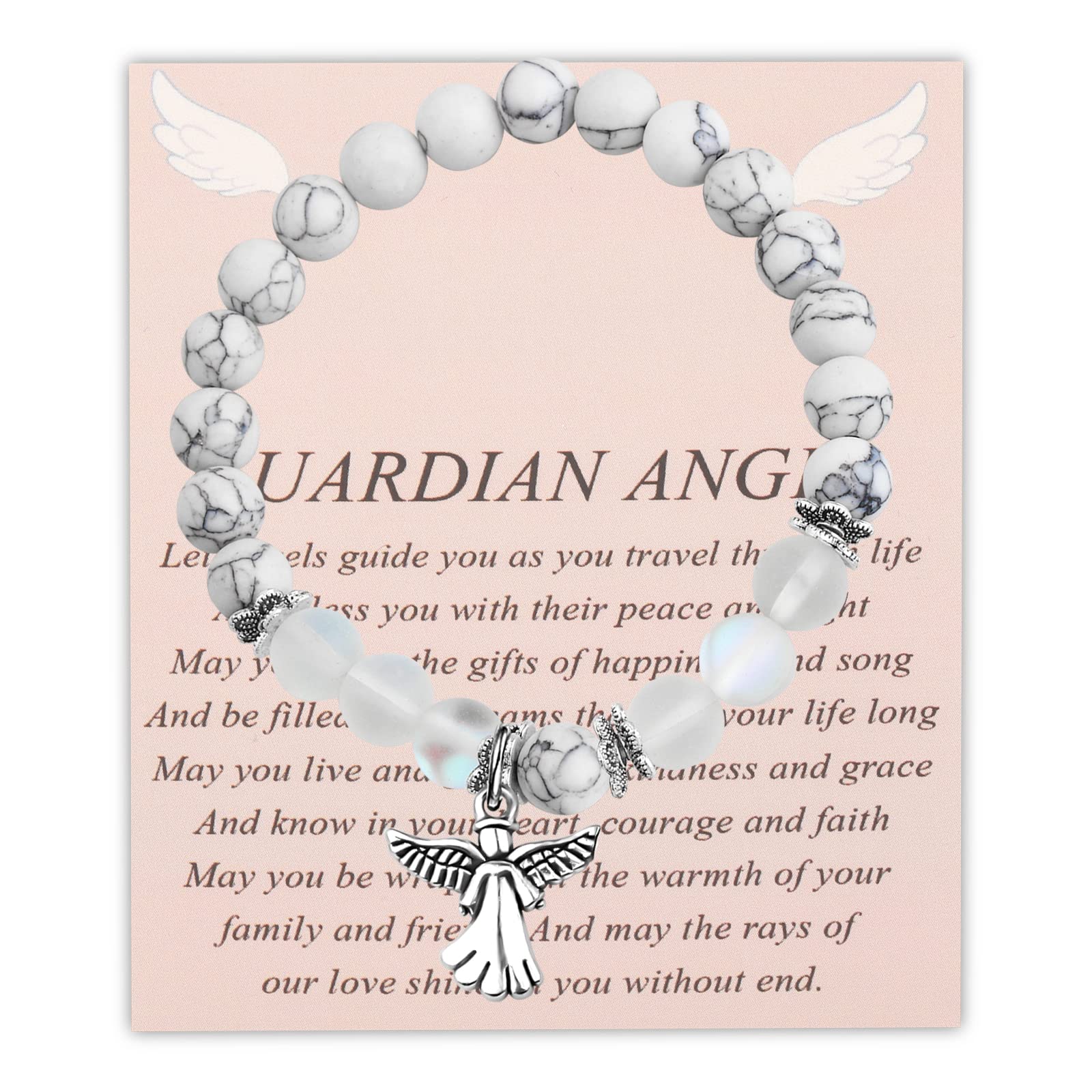 FUSTMW Angel Keychain Guardian Angel Gifts Faith Gifts Prayer gifts Blessing Gifts Guardian Angel Charm Key Chain Gifts