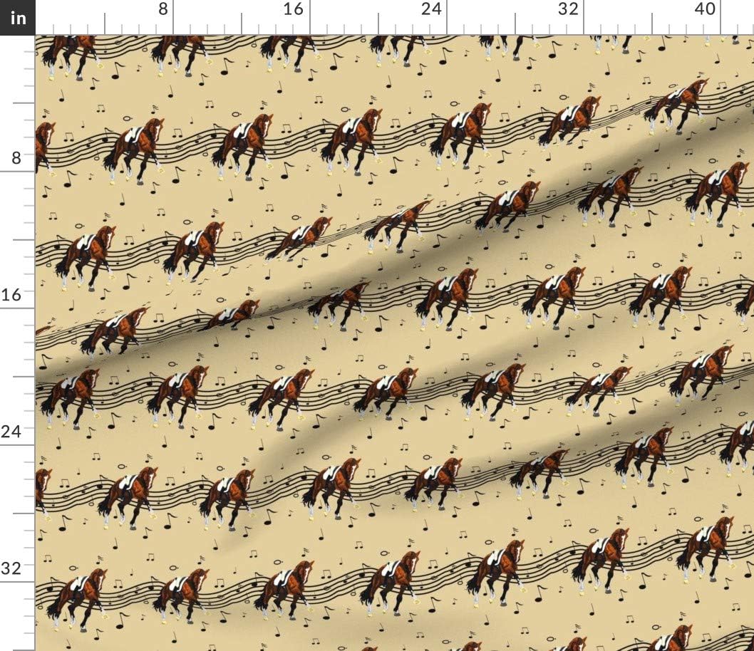 Spoonflower Fabric - Equestrian Horse Music Classical Printed on Petal Signature Cotton Fabric by The Yard - Sewing Quilting Apparel Crafts Decor