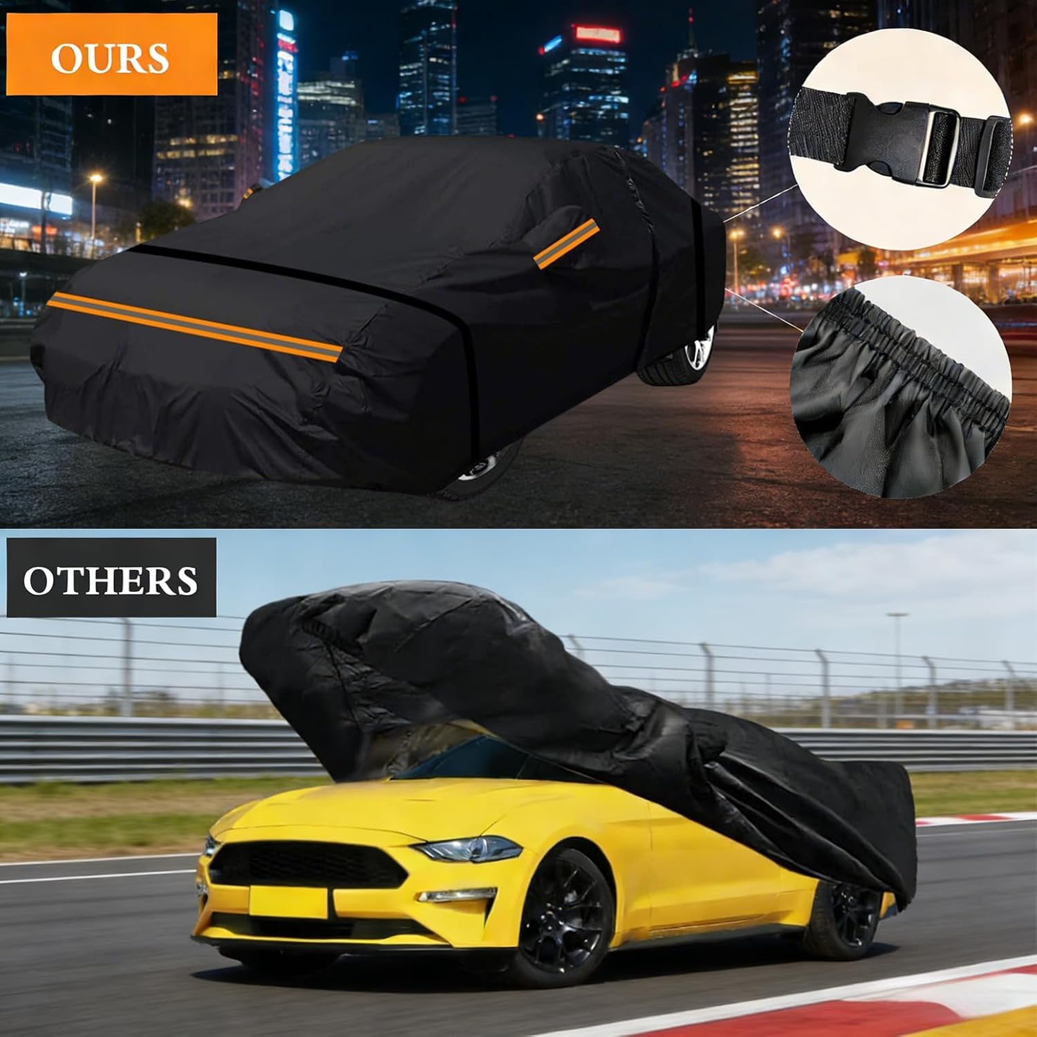 Car Cover Custom 600D Oxford Full Outdoor Automtive Heavy Duty Covers Windproof Snowproof Dustproof UV Hail Protection with Door Zipper (Black, Fit for H-onda Civic Sedan 1998-2025)