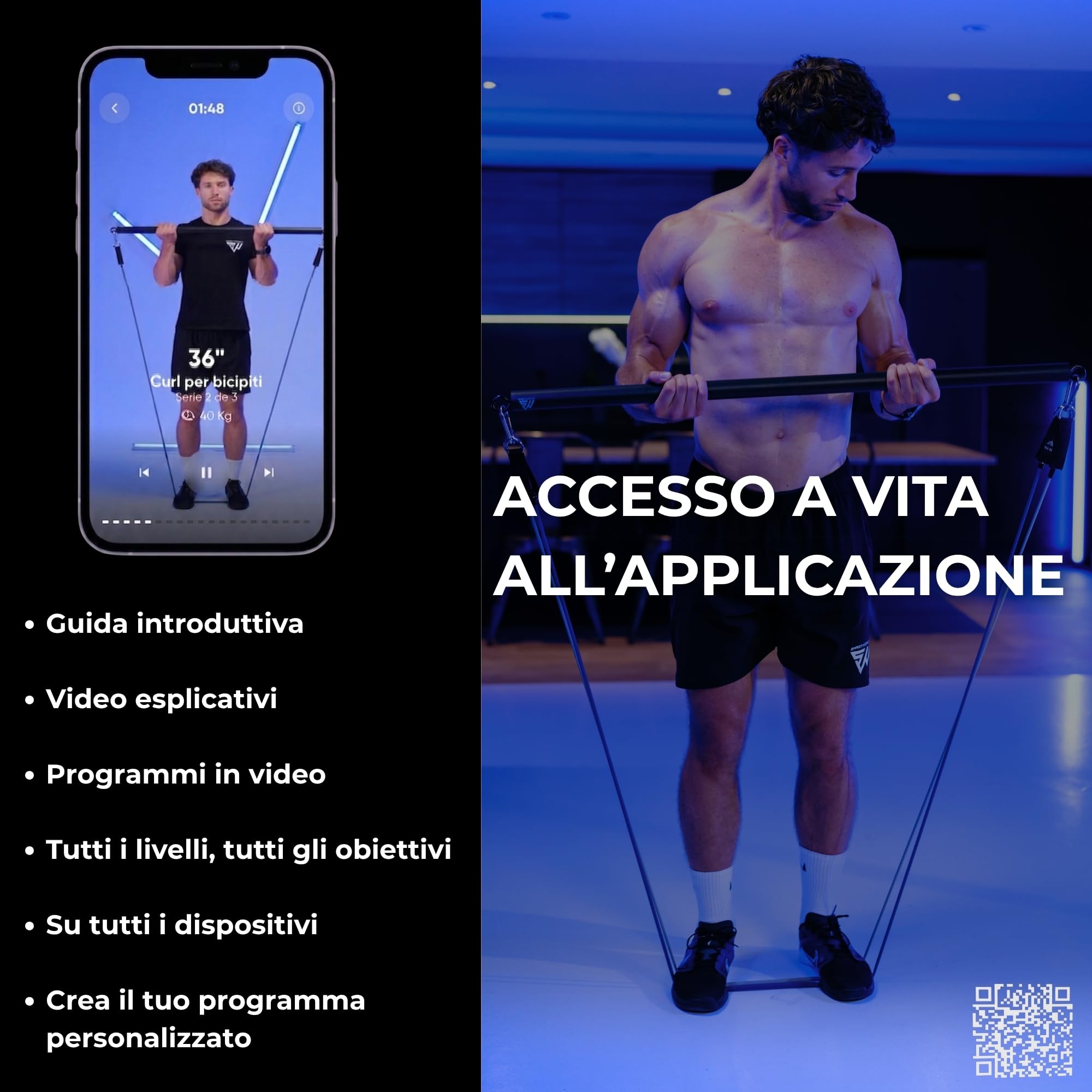 SmartWorkout® - Kit Elastici Fitness Professionale - Pacchetto Allenamento Completo 19 pezzi, 7 bande di resistenza totalizzanti 120 kg, barra per elastici, maniglie, Ancoraggio della porta & Programma Incluso