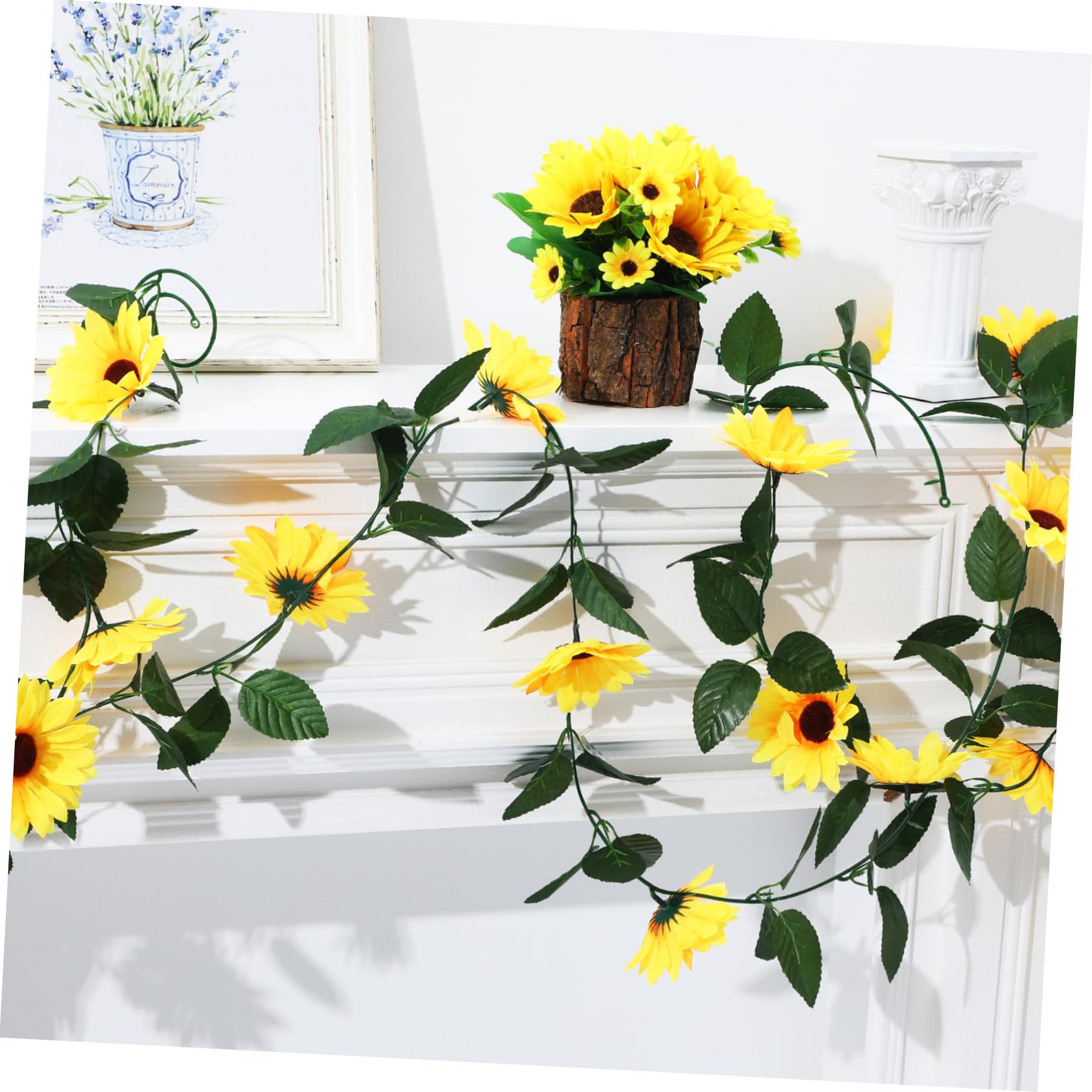 Cabilock Guirnaldas de Girasoles Artificiales 5 Piezas de Plástico Amarillo
