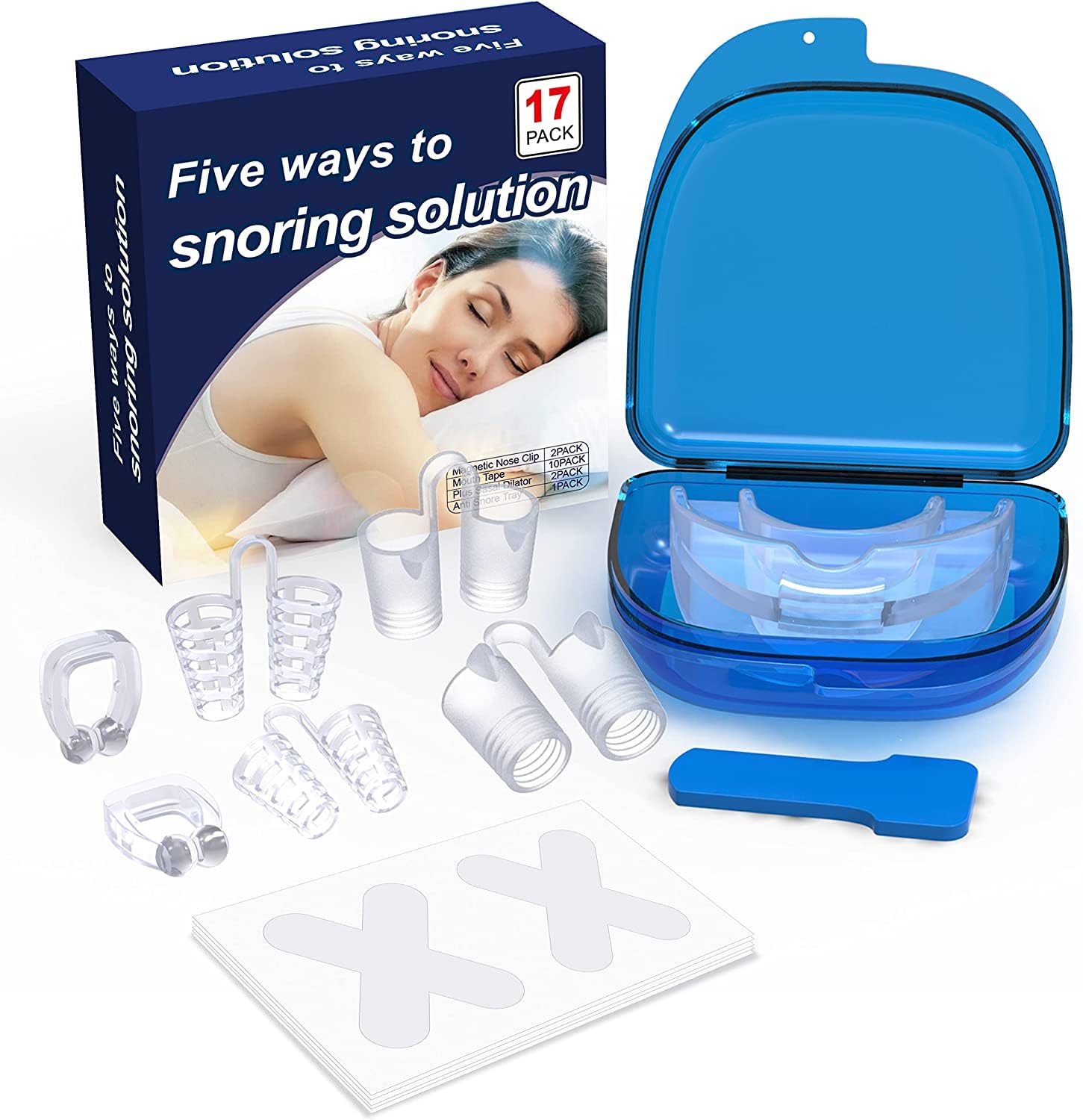 Anti Snoring Devices, 17 Packs Snoring Solution Stop Snoring Aids for Comfortable Sleeping Safe Snore Relief, Snoring Sleeping Aid Device for Men and Women