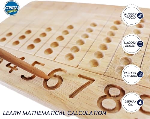 Miniatura 5 de Tabla de conteo de números de madera, juguetes para niños pequeños, juego sensorial, tabla de ayuda para contar, rastreo de números Montessori,