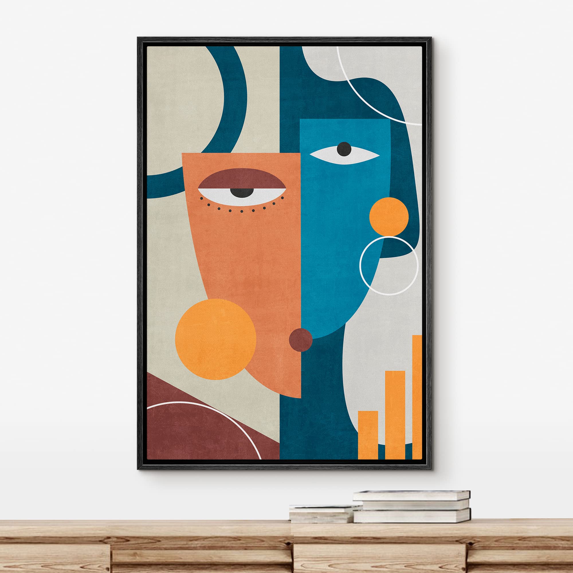 Amazon.com: IDEA4WALL Framed Canvas Print Wall Art Duotone Blue