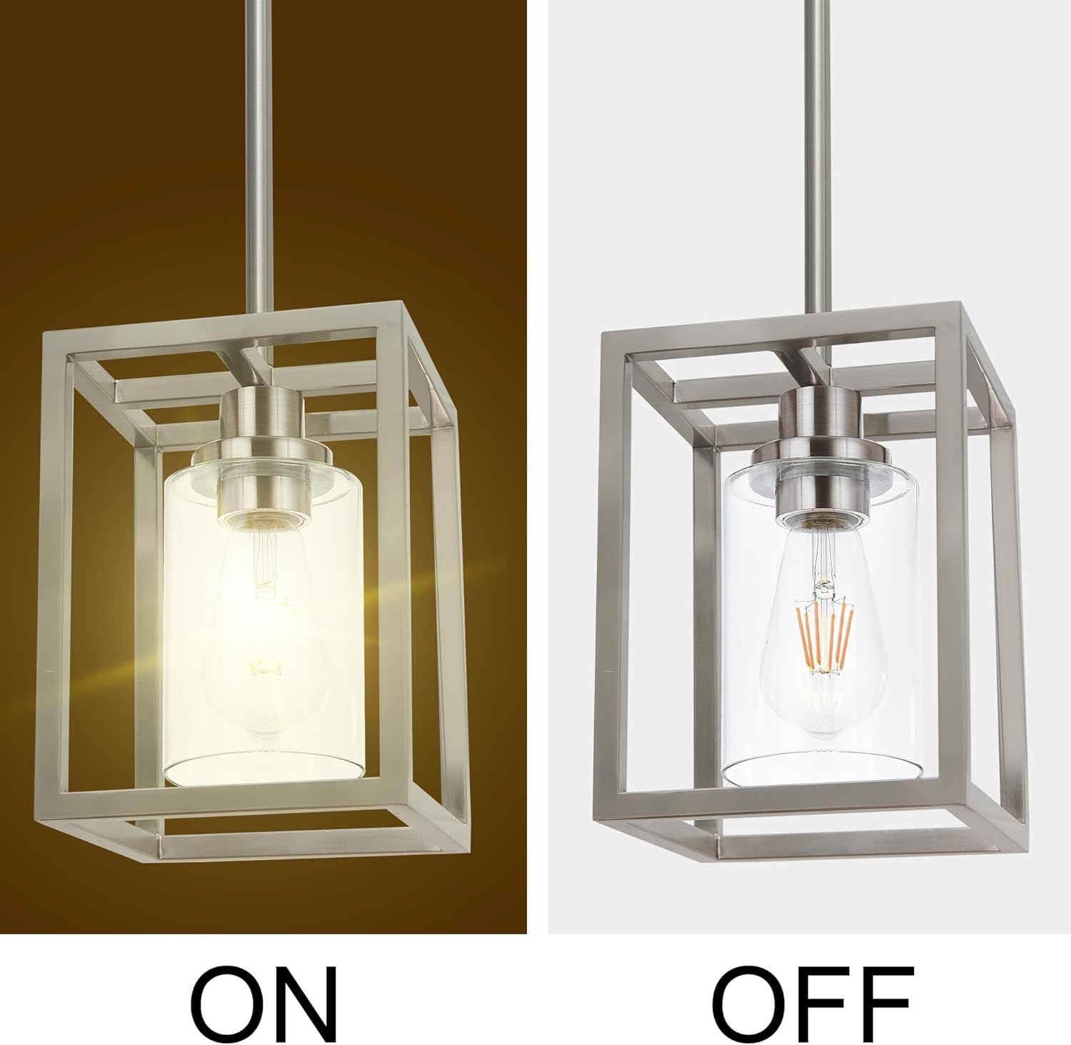 MELUCEE 2 Pack Modern Pendant Light Fixtures for Kitchen Island Brushed Nickel Dining Table Light Bathroom Ceiling Light, 1-Light Small Chandeliers with Clear Glass Shade