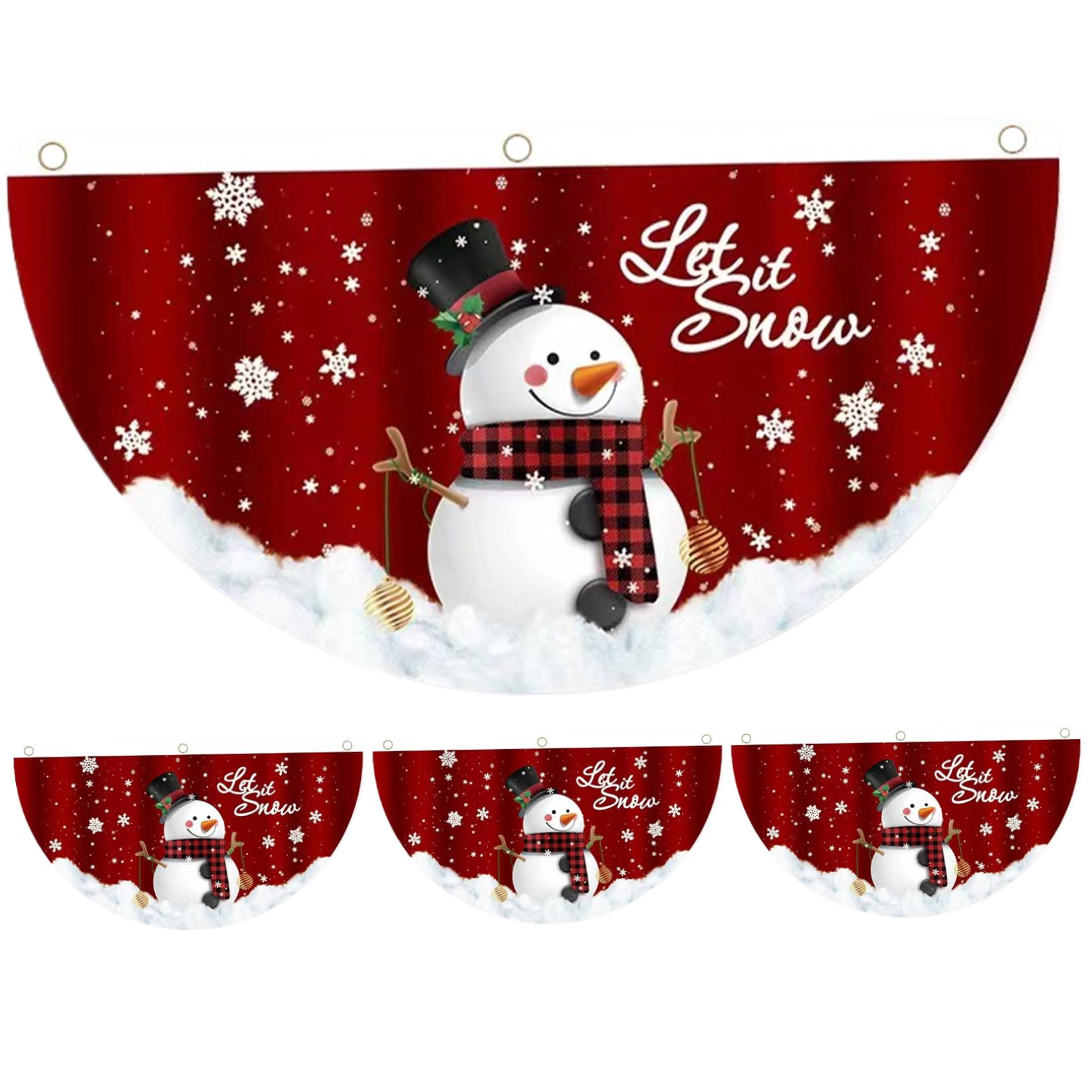 Guirlandes de Noël pour jardin et terrasse : 4 drapeaux bonhomme de neige 35"