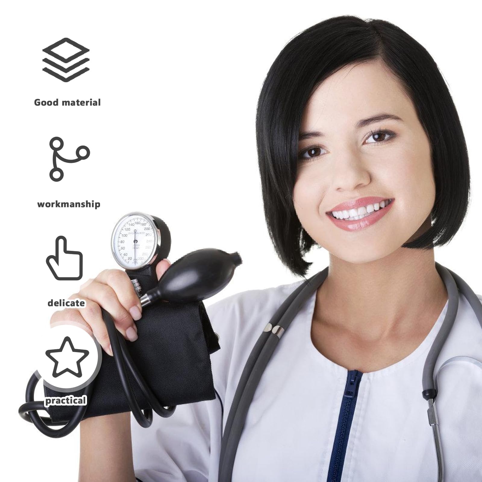 Esfigmomanómetro manual: tensiómetro manual, manguito de presión arterial para el hogar, kit de manguito de presión arterial con estetoscopio con funda de cremallera