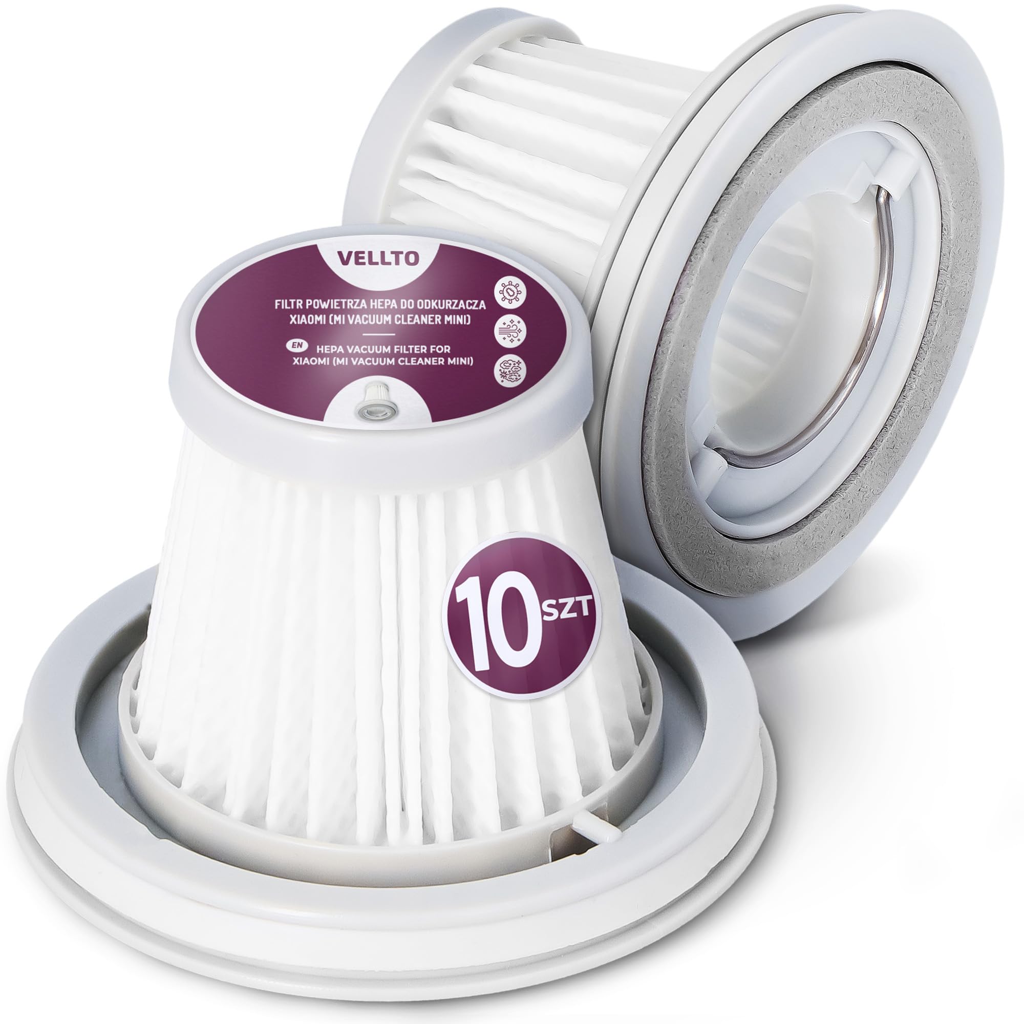 10x Vellto Filtro HEPA Para Aspiradora Compatible Con Xiaomi Mi Vacuum Cleaner Mini ECF Mijia SSXCQ01XY Lavable Alto Rendimiento Purificación Aire Filtrado Preciso