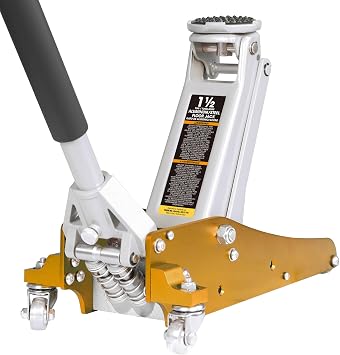 Big RED AT815016LG Torin Hydraulic Low Profile Aluminum and Steel Racing Floor Jack with Dual Piston Quick Lift Pump, 1.5 Ton (3,000 lb) Capacity
