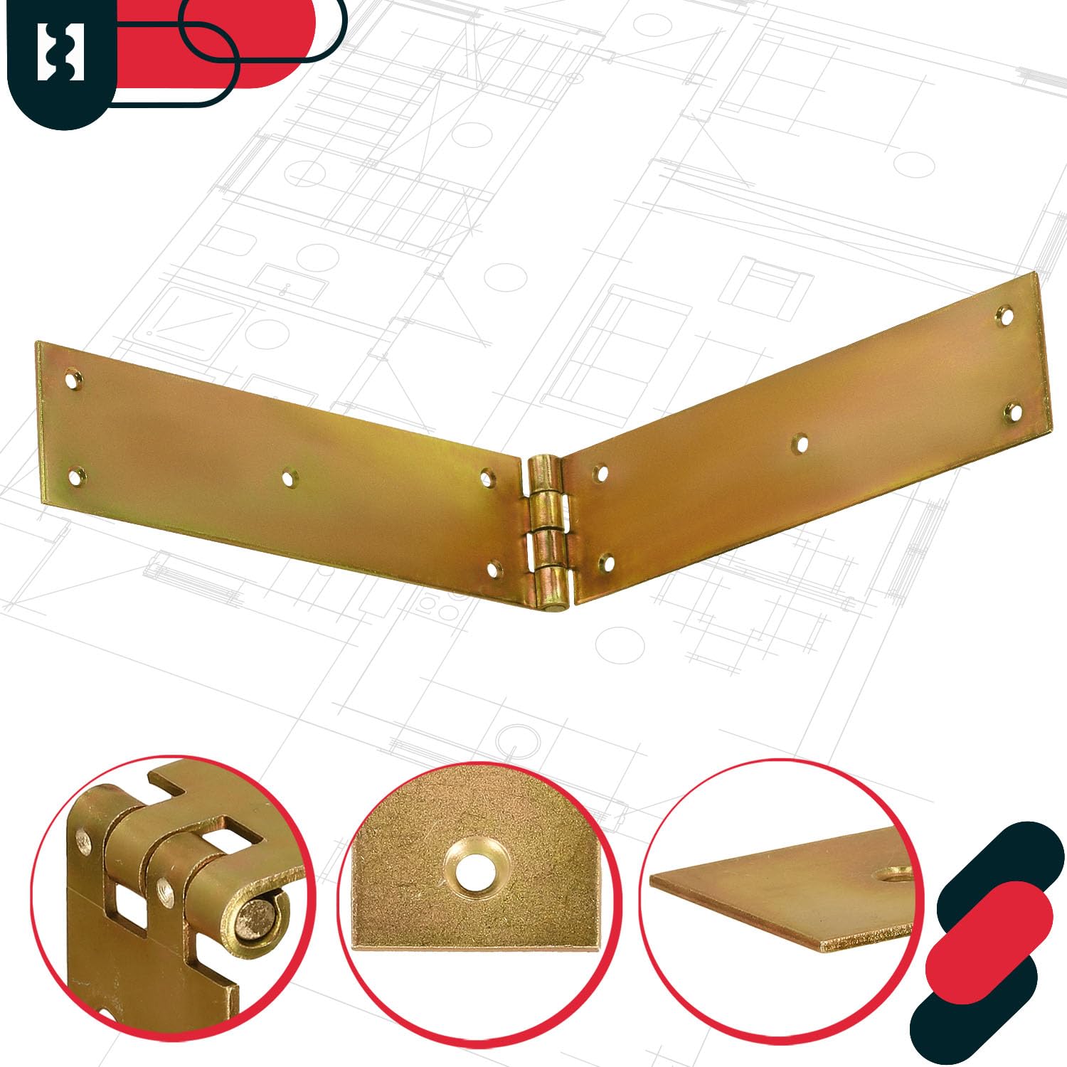 KOTARBAU® 10 x Bisagras de acero inoxidable para muebles, 150x25mm, apaisada, Nudo enrollado, Conector, plegable de doble hoja, libro multiuso para cajas de madera, Galvanizada